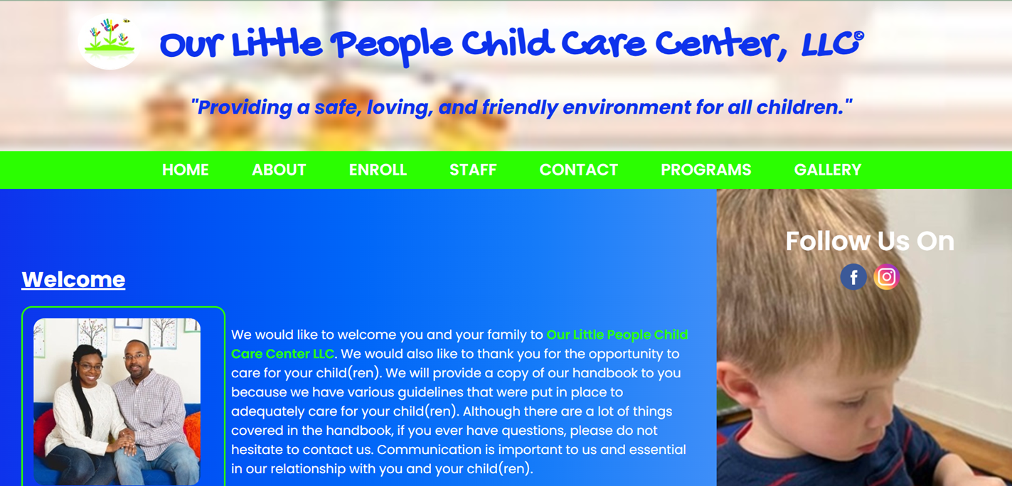 Our little people website home page